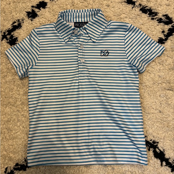 Prodoh Kids Polo Shirt - Blue and White Stripes - Picture 1 of 3